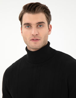 Siyah Slim Fit Bal_k__ Yaka Triko Kazak - Pierre cardin фото 2