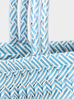 Сумка плетёная, 30×15×35 см, пластик, бело-голубая