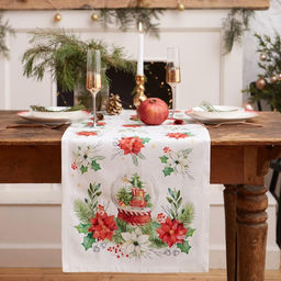 Дорожка на стол новогодняя Christmas red flowers 40*147 см, 100% хл, саржа 190гр/м2 - Этель фото 5