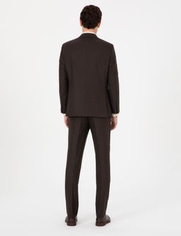 Kahverengi Slim Fit _izgili Tak_m Elbise