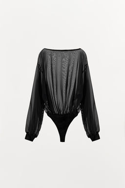 SEMI-SHEER LONG SLEEVE BODYSUIT - Zara фото 8