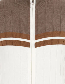 Белый облегающий трикотажный кардиган с высоким воротником - Cacharel фото 12