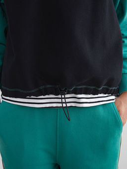 Renk Bloklu Oversize Kad?n Sweatshirt