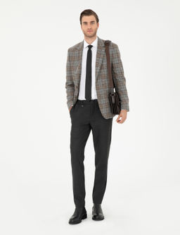 F_me Slim Fit Y_n Kar___ml_ Ekose Ceket