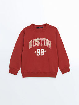 Bisiklet Yaka Bask?l? K?z ?ocuk Sweatshirt