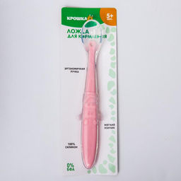 Ложка силиконовая детская Жирафик, цвет розовый