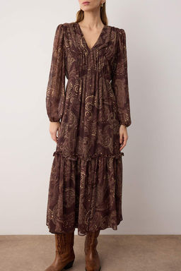 Cok Renkli Sal Desen Maxi Dokuma Elbise TWOAW26EL00348 - Trendyolmilla фото 3