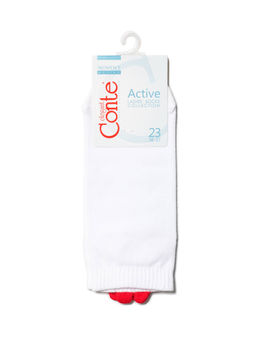 Цена за 2 пары. Носки Короткие CONTE Короткие хлопковые носки с пикотом-сердечком белый - Conte elegant фото 4