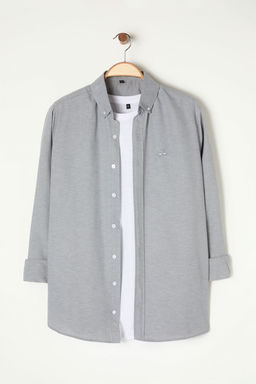 TRENDYOL MAN Gri Regular Nak?sl? Kolay Utulenebilir Smart Oxford Gomlek TMNAW24GO00089 - Trendyolmilla фото 16