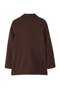 Koyu Kahverengi Astarl? Kruvaze Kapama Dokuma Blazer Ceket TWOAW21CE0145