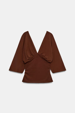TOP TEXTURA ESCOTE PICO / Marr?n - Zara фото 6