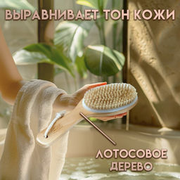 Щётка массажная для тела ONLITOP, из натуральной щетины, с ручкой, гладкая