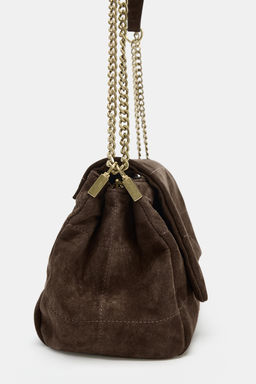 SPLIT SUEDE LEATHER SHOULDER BAG