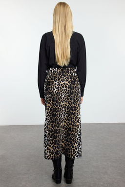 TRENDYOLMILLA Cok Renkli Animal Leopar Desenli Onden Y?rtmacl? Maxi Boy Dokuma Etek TWOAW25ET00136  фото 5