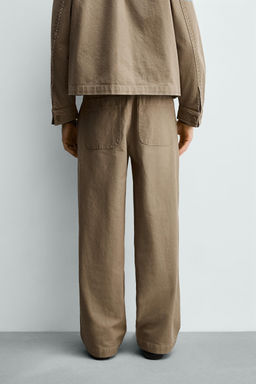 PANTAL?N STRAIGHT FIT BORDADOS / Tostado vigor? - Zara фото 3