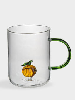 Кружка, 450 мл, стекло Б, зеленая ручка, Тыква, Bright pumpkin