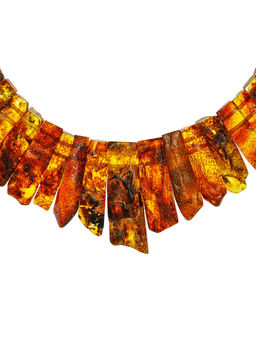 Шикарное лечебное колье из балтийского янтаря с природной текстурой Помпеи