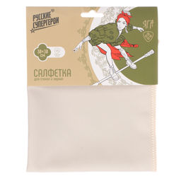 Салфетка для стекол и зеркал "Русские супер герои " микрофибра, 30х30см, 4 цв. BY арт. 448-328