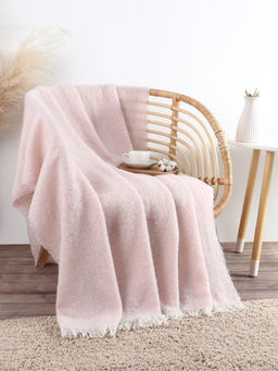 Плед с бахромой «Этель» Light pink, 135×180 см, светло-розовый