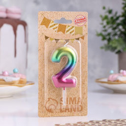 Цена за 3 шт. Свеча в торт «Цифра 2», 5.5 см