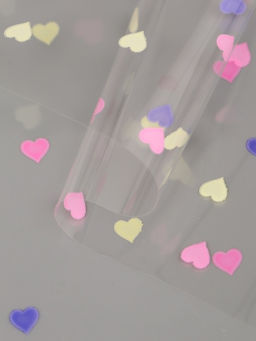 Пленка для цветов «Сердечки конфетти», прозрачный/микс, 0.7×7.6 м, 40 мкм, 200 г