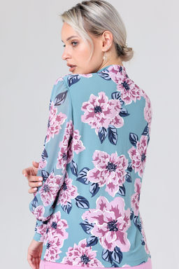 Блузка женская 1993-27/15/Бирюзовый, розовый