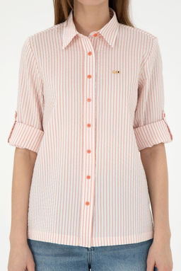 Женская рубашка лососевого цвета с длинным рукавом Неожиданная скидка в корзине - U.s. polo assn фото 6