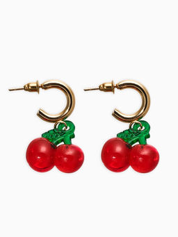 Цена за 2 шт. Серьги-кольца "Вишенки" легкие, цветные в золоте