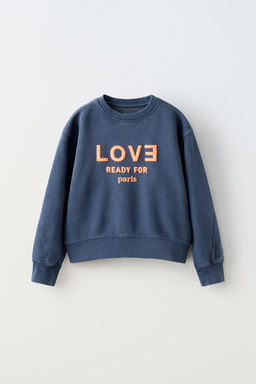 FADED SWEATSHIRT WITH SLOGAN