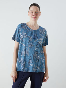 Ba?lamal? Yaka Desenli Bluz