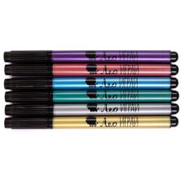 Лео Играй Набор маркеров METALLIC, 6 цв. LMS-01 2 мм кисть ассорти