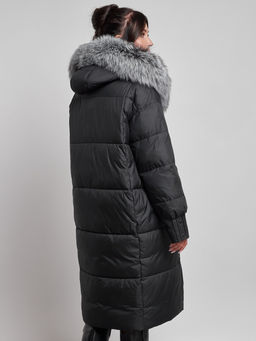 Пальто утепленное с чернобуркой зимнее женское черного цвета 133156Ch - Visdeer фото 12
