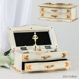 Шкатулка музыкальная 22х11х8 см бежевая / 63313E /уп 24/пластик