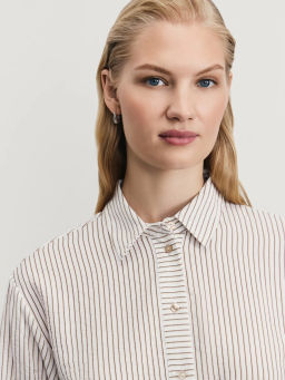 Рубашка в полоску из вискозы / Zarina фото 7