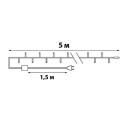ULD-S0500-050/DTA WHITE IP20 Гирлянда светодиодная с контроллером, 5м. 50 светодиодов. Белый свет. Провод прозрачный. ТМ Uniel