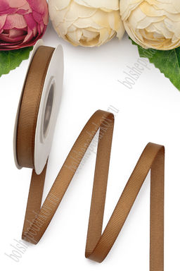 Лента репсовая 1 см*20 ярд "1 сорт" (SF-1346) коричневый №207
