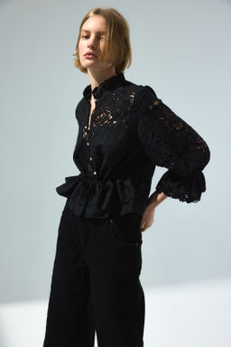 Blusa en mezcla de lino con bordado ingl?s - H&m фото 6