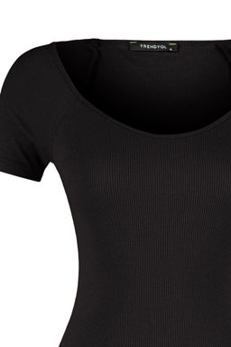 Trendyolmilla Siyah Fitted/Vucuda Oturan Fitilli Pamuk Esnek Orme Bluz TWOSS21BZ0579  фото 7