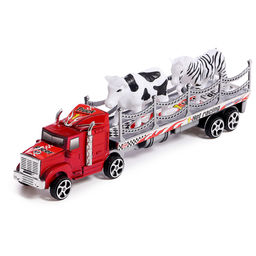 Грузовик инерционный «Зооперевозчик», 2 фигурки животных, МИКС