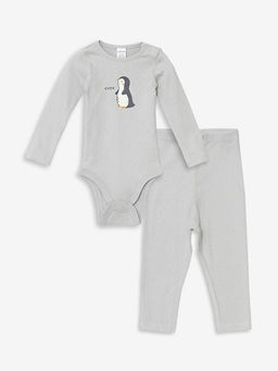 Bisiklet Yaka Erkek Bebek ??t??tl? Body ve Tayt 2li