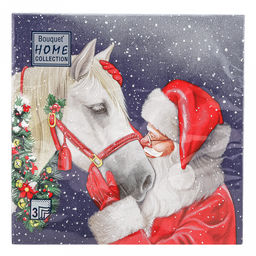 Салфетки бумажные "Bouquet Home Collection Classic" 33х33см, 3-х слойные, 20 штук в упаковке, 100% целлюлоза, "Дед мороз и Верный друг" (Россия)