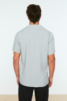 Gri Regular Fit Apas Yaka %100 Viskon Yazl?k Salas Viskon Gomlek TMNSS20GO0441 - Trendyolmilla фото 5
