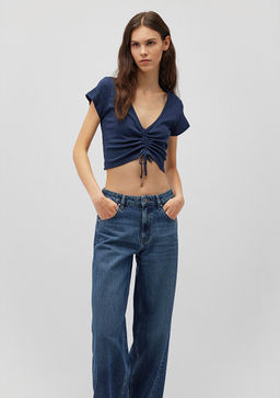 Buzgulu Lacivert Crop Top