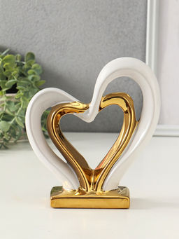 Фигурка керамика Сплетённые сердца, белый с золотом, 5.5?17.5?19.5 см