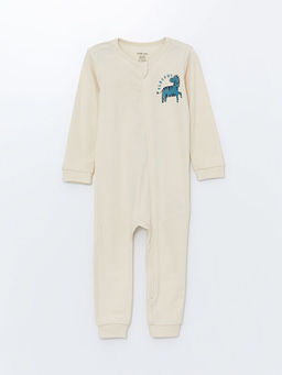 Bisiklet Yaka Bask?l? Uzun Kollu K?z Bebek Tulum