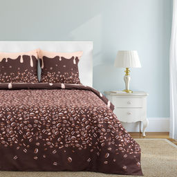 Постельное бельё Этель 1,5 сп. Кофе 143х215 см, 150х214 см, 70х70 см - 2 шт., 100% хлопок, бязь 125 г/м