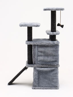 Домик для кошек с когтеточкой, квадратный, этажи 33 х 40 х 103 см, ковролин , серая