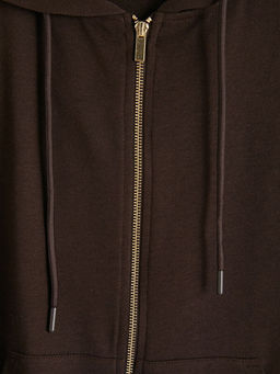 Kap??onlu Oversize Kad?n Fermuarl? Sweatshirt