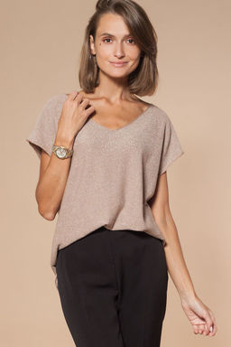 Свободный джемпер тонкой вязки с люрексом