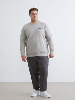 Bisiklet Yaka Bask?l? Erkek Sweatshirt